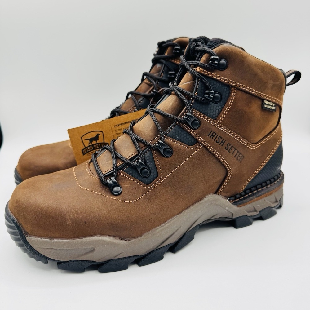 Irish Setter Crosby Boots Men's Size 11 D Brown Waterproof Non Metallic Toe